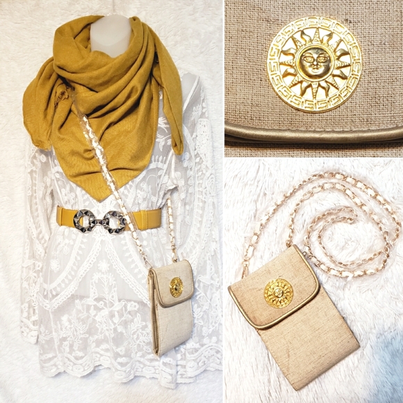 90’s Celestial Gold Chain Strap Mini Purse Vintage - Picture 2 of 9